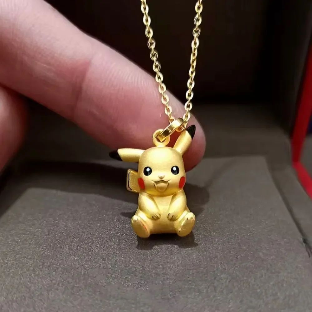 18K Gold Plated Pokemon Pikachu Theme Pendant Necklace Minimalist Anime Unisex